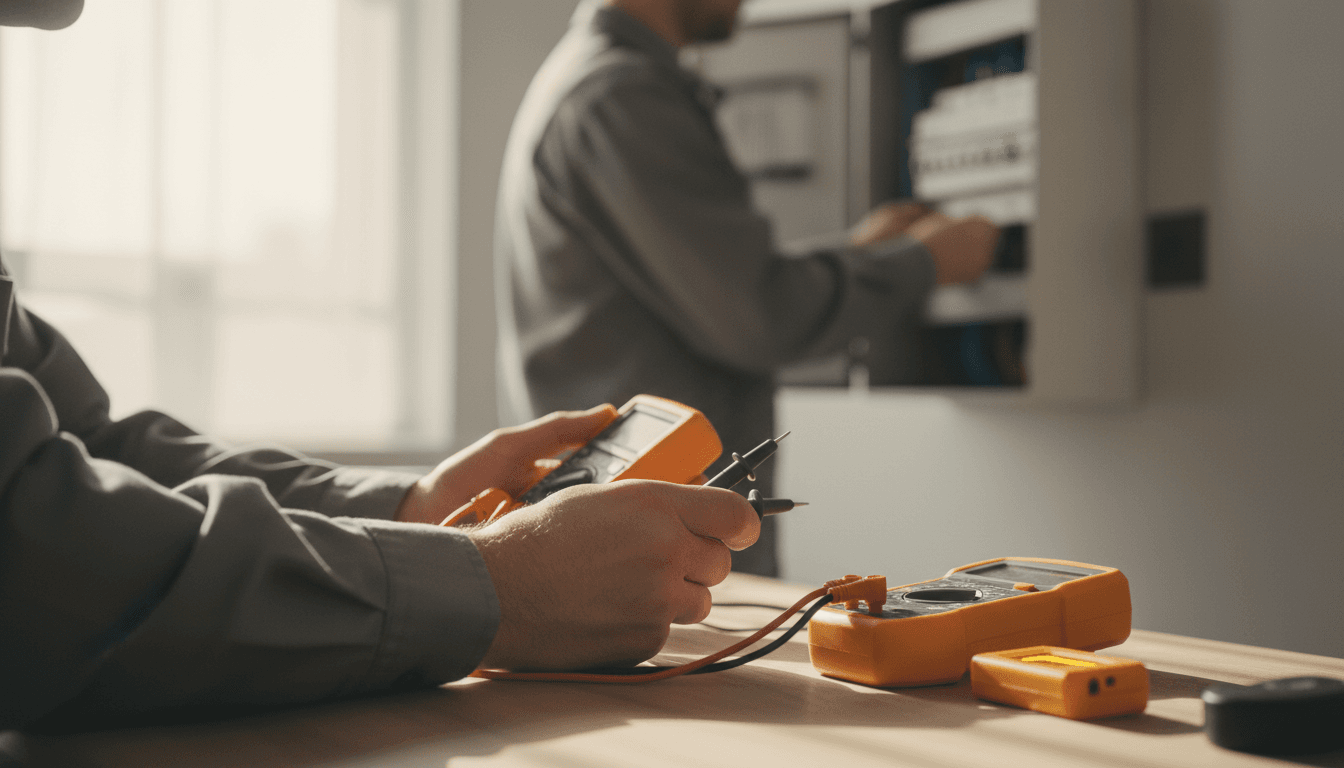 Experienced electrician with testing equipment ready to help with your electrical project