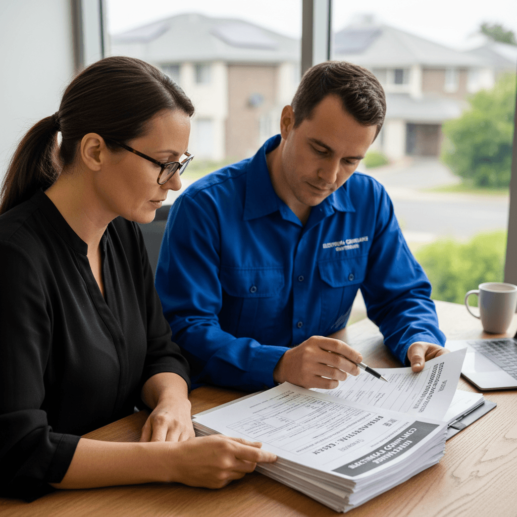 Landlord reviewing EICR electrical compliance certification